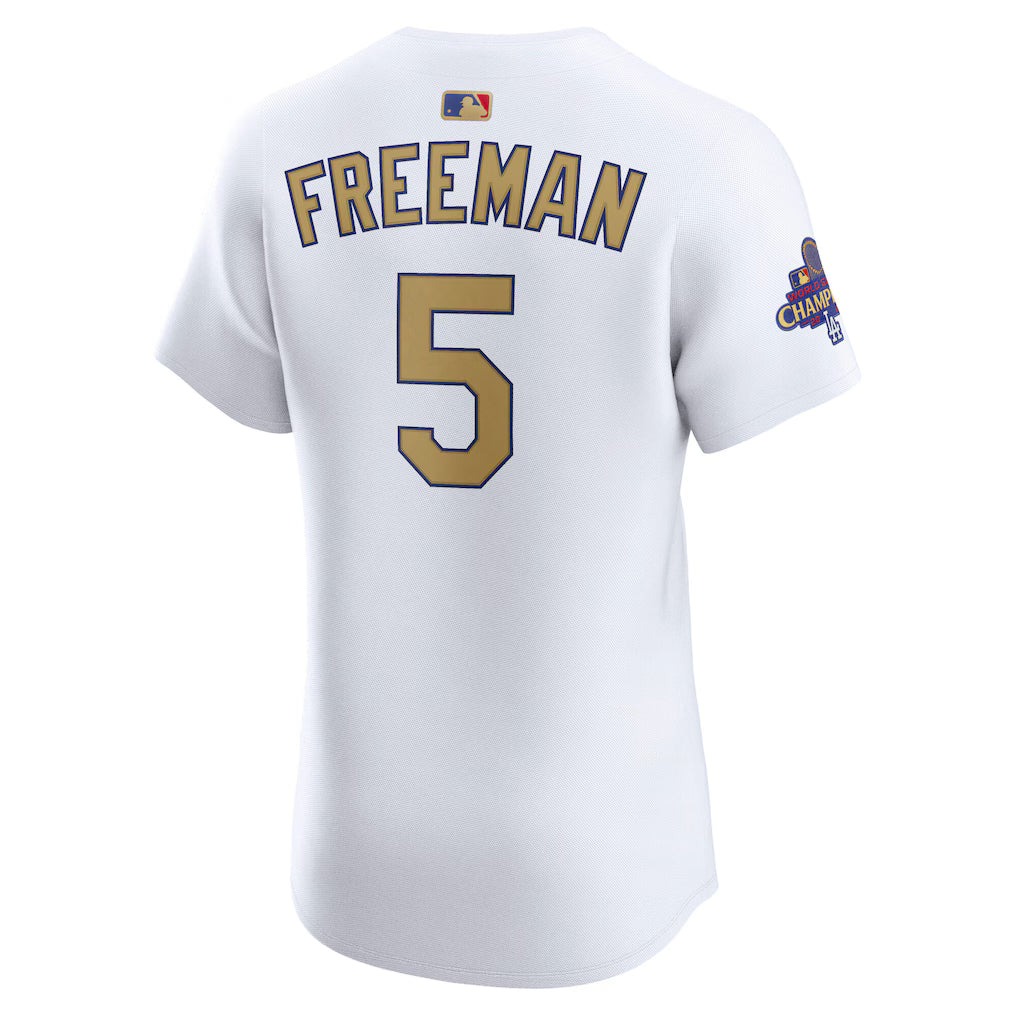 Men's Los Angeles Dodgers Freddie Freeman White 2025 Gold Collection Elite Jersey
