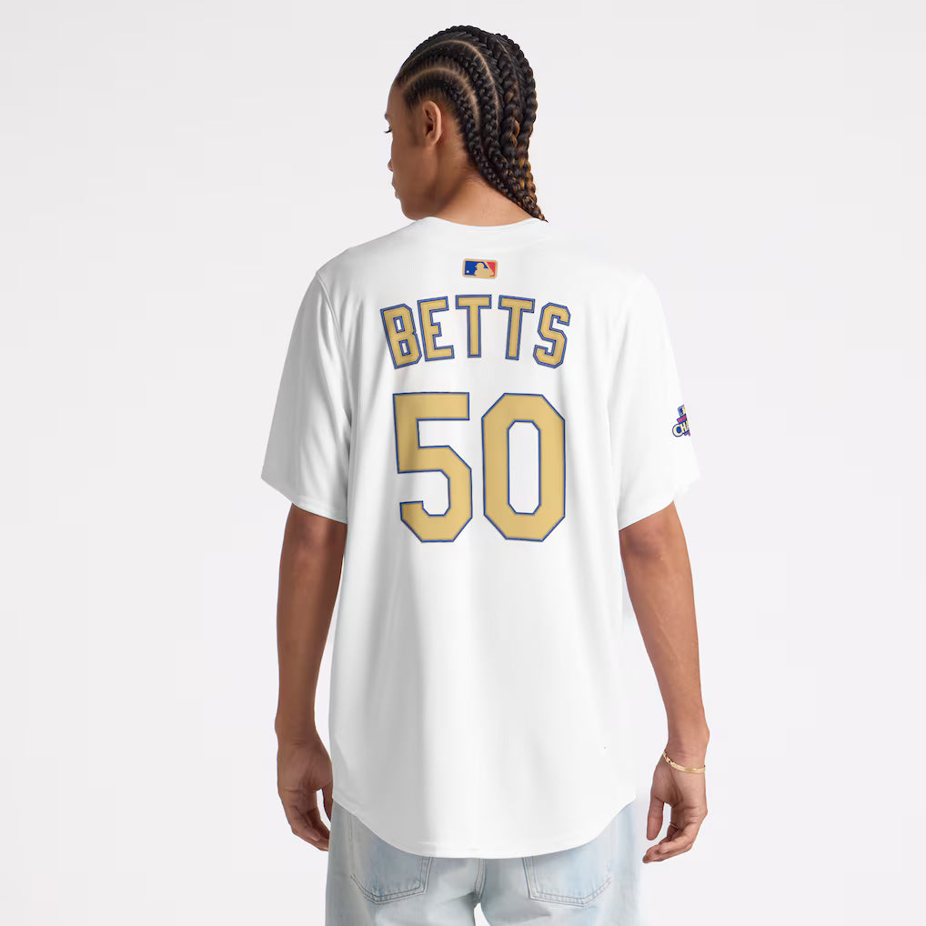 Men's Los Angeles Dodgers Mookie Betts White 2025 Gold Collection Limited Jersey