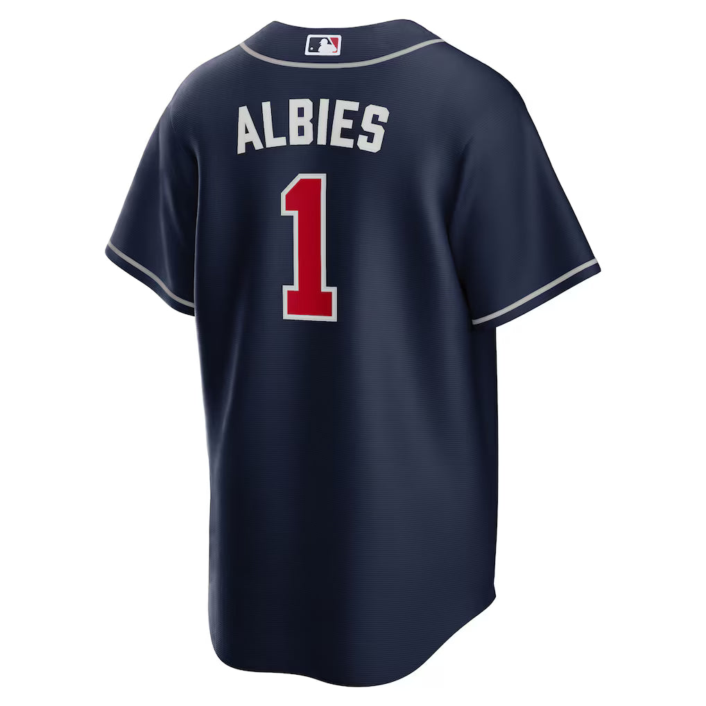 Men's Atlanta Braves Ozzie Albies Navy Alternate Replica Player Name Jersey