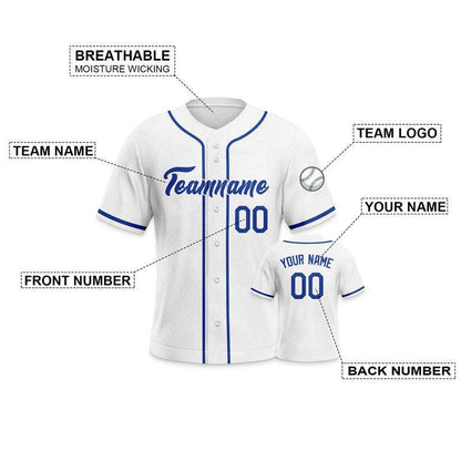 Custom White Royal-White Authentic Baseball Jersey-3
