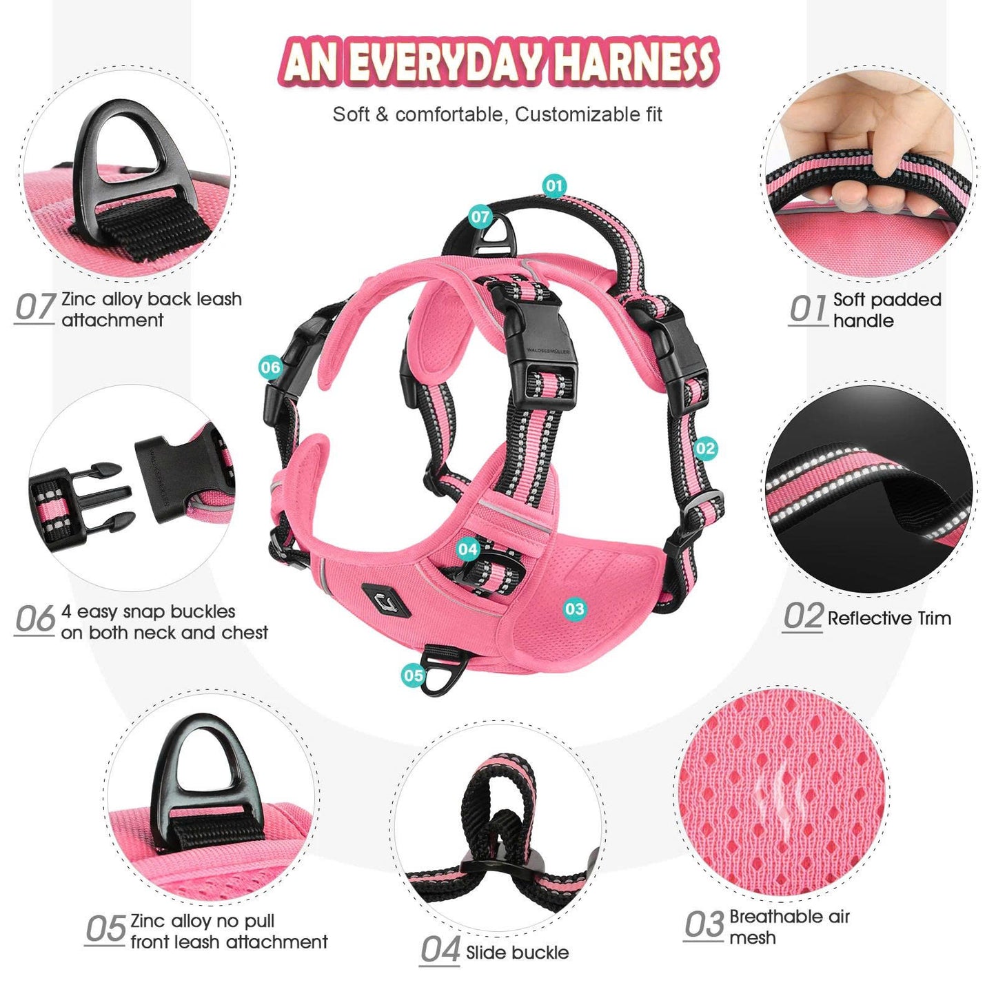 Escape-Proof No Pull Dog Harness and Leash Set