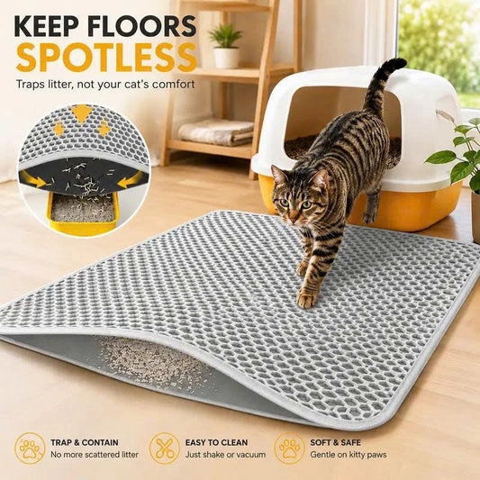 Double Layer Honeycomb Cat Litter Mat – Waterproof & Washable
