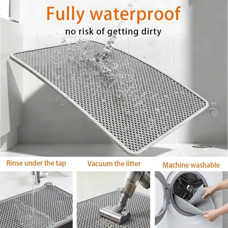Double Layer Honeycomb Cat Litter Mat – Waterproof & Washable