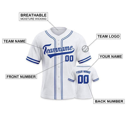 Custom White Royal-White Authentic Baseball Jersey