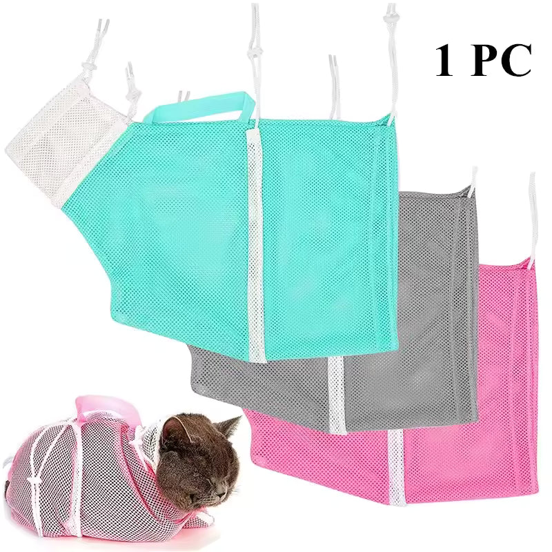 Adjustable Anti-Scratch Cat Mesh Bag for Bathing & Nail Trimming