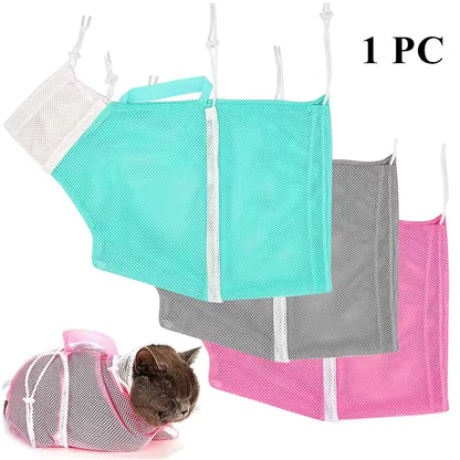 Adjustable Anti-Scratch Cat Mesh Bag for Bathing & Nail Trimming