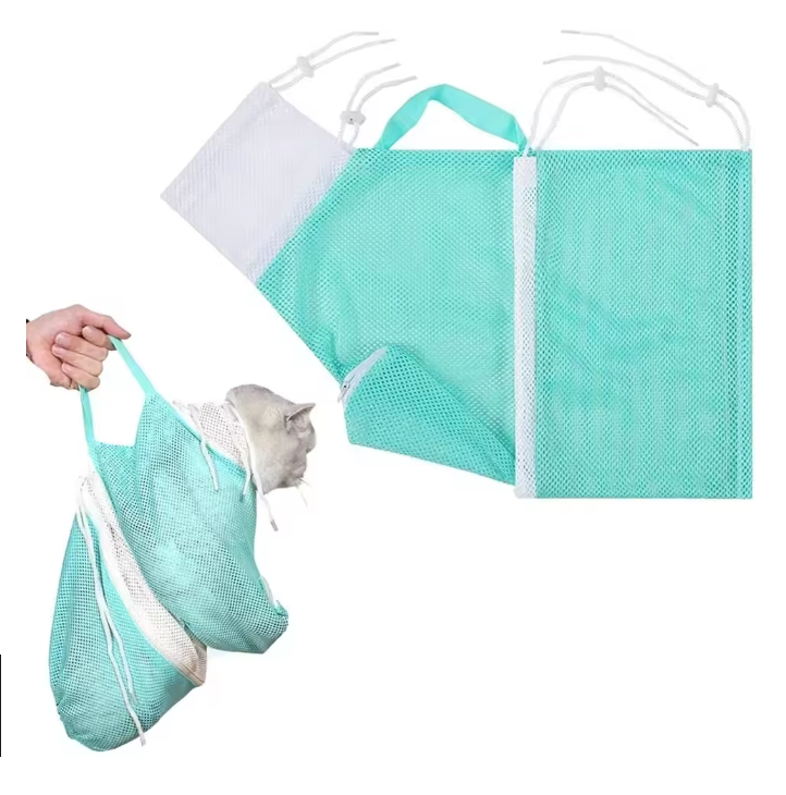 Adjustable Anti-Scratch Cat Mesh Bag for Bathing & Nail Trimming