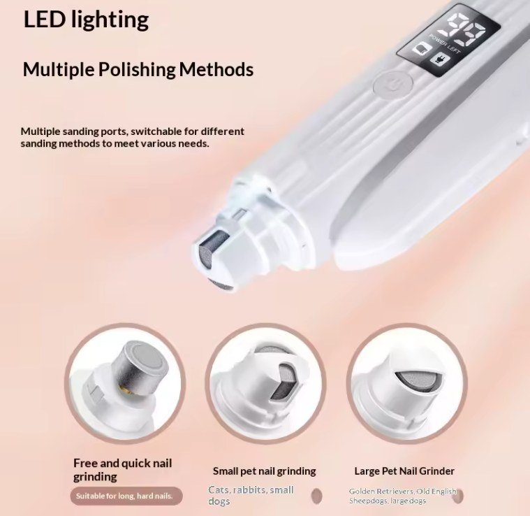 2-in-1 Electric Pet Nail Trinder & Grinder with Dual LED Lights