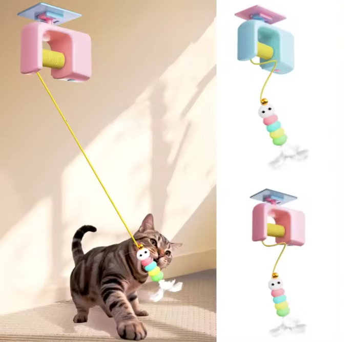 Automatic Hanging 2-in-1 Cat Toy – Flying Bird & Bouncing Caterpillar