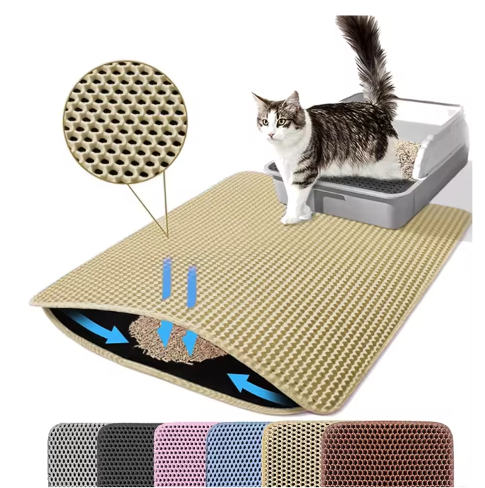 Double Layer Honeycomb Cat Litter Mat – Waterproof & Washable