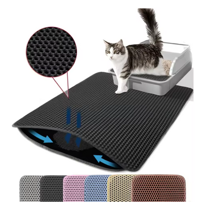 Double Layer Honeycomb Cat Litter Mat – Waterproof & Washable