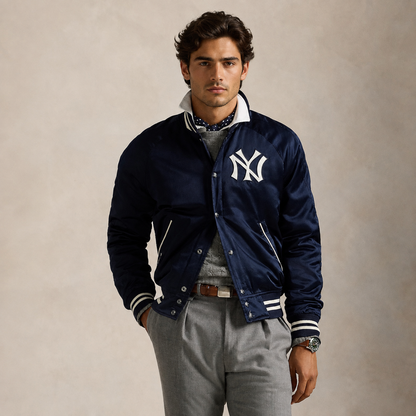 Yankees Polo Ralph Lauren Navy Satin Jacket