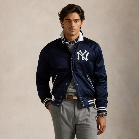 Yankees Polo Ralph Lauren Navy Satin Jacket