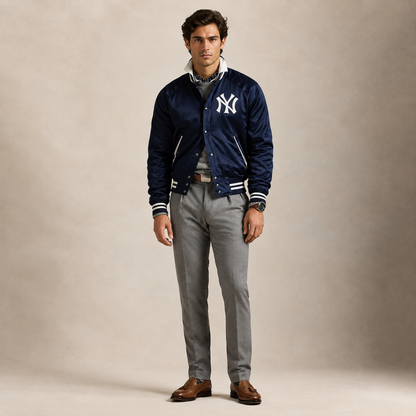 Yankees Polo Ralph Lauren Navy Satin Jacket