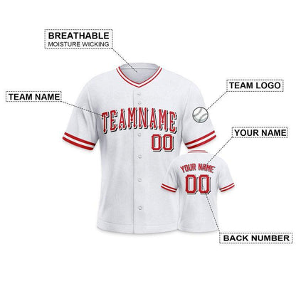 Custom White Red-White Authentic Baseball Jersey-1