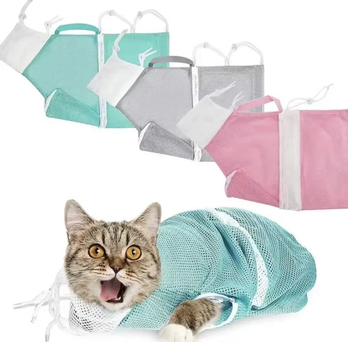Adjustable Anti-Scratch Cat Mesh Bag for Bathing & Nail Trimming