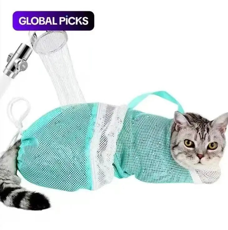 Adjustable Anti-Scratch Cat Mesh Bag for Bathing & Nail Trimming
