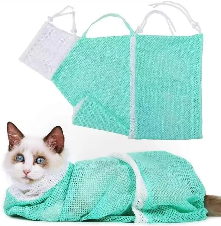 Adjustable Anti-Scratch Cat Mesh Bag for Bathing & Nail Trimming