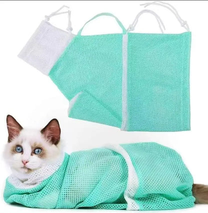 Adjustable Anti-Scratch Cat Mesh Bag for Bathing & Nail Trimming