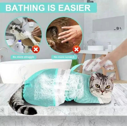 Adjustable Anti-Scratch Cat Mesh Bag for Bathing & Nail Trimming