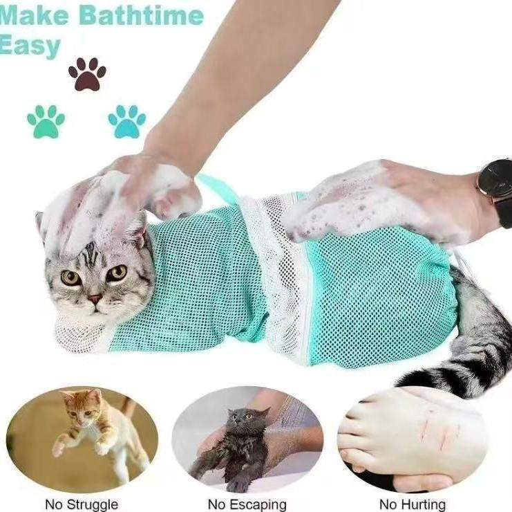 Adjustable Anti-Scratch Cat Mesh Bag for Bathing & Nail Trimming