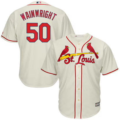 Men's St. Louis Cardinals Adam Wainwright Majestic Tan Alternate Cool Base Player Jersey