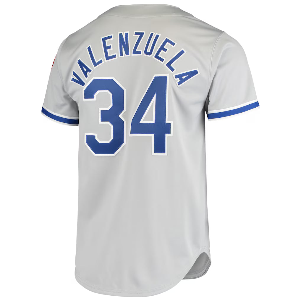 Men's Los Angeles Dodgers Fernando Valenzuela Mitchell & Ness Gray Road 1981 Cooperstown Collection Authentic Jersey