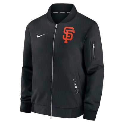 Men's San Francisco Giants Nike Black Authentic Collection Dugout Relaxed Full-Zip Bomber Jacket