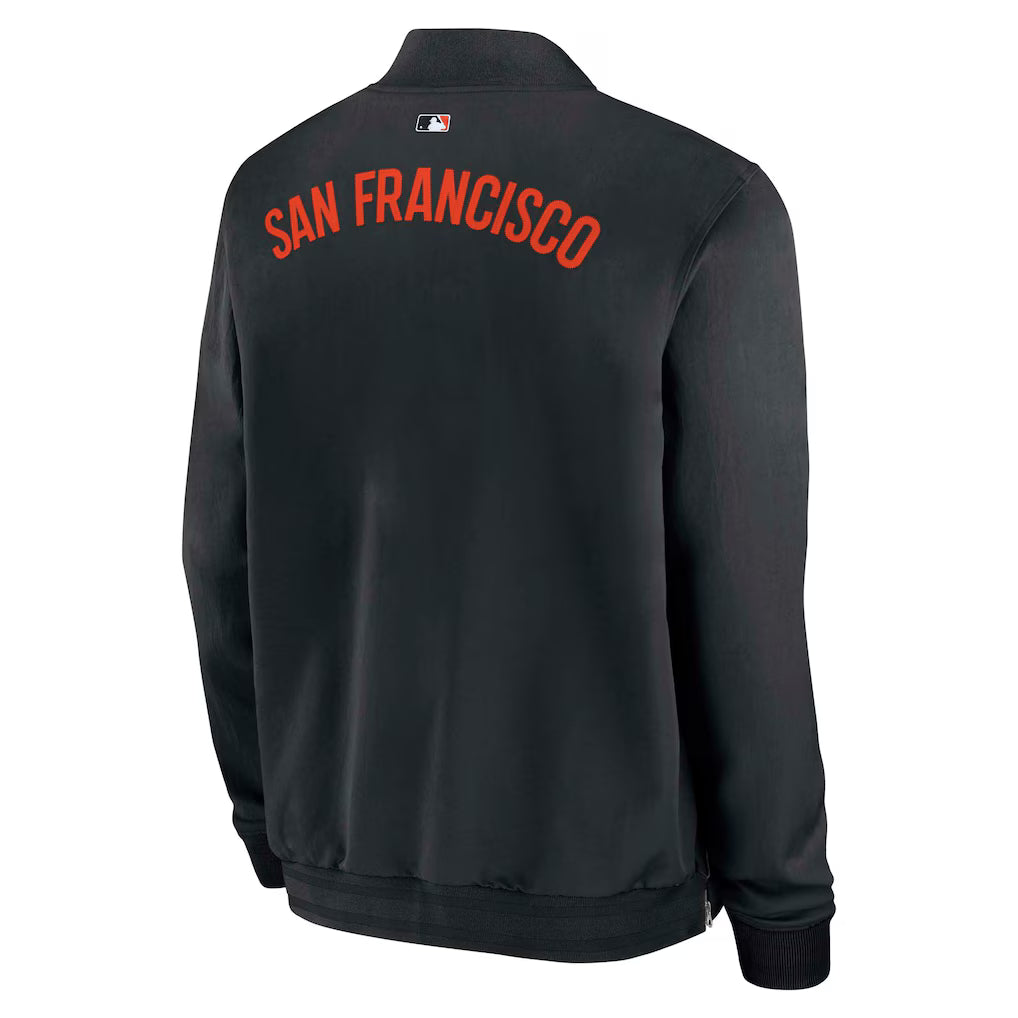 Men's San Francisco Giants Nike Black Authentic Collection Dugout Relaxed Full-Zip Bomber Jacket