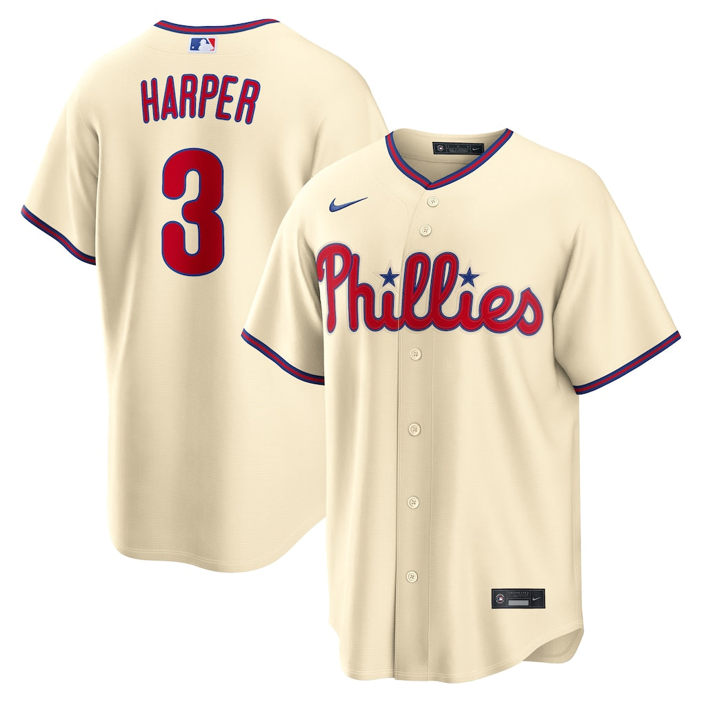 Men's Philadelphia Phillies Bryce Harper Cream Alternate Replica Jersey