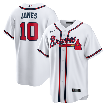 Men's Atlanta Braves Chipper Jones White Home Retired Player Replica Jersey
