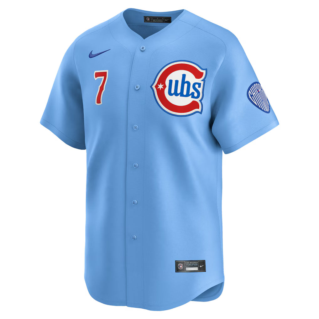 Men's Chicago Cubs Dansby Swanson Baby Blue 2nd Alternate Limited Player Jersey