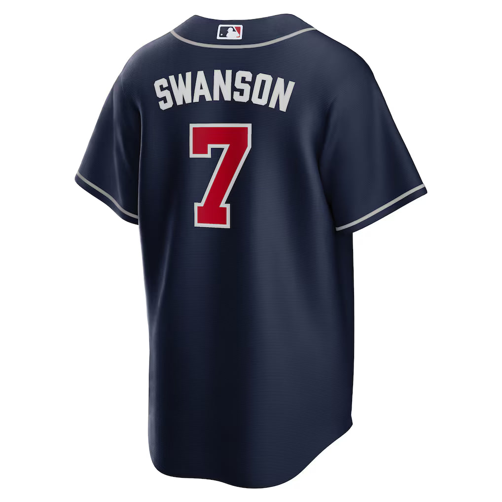 Men's Atlanta Braves Dansby Swanson Navy Alternate Replica Player Name Jersey