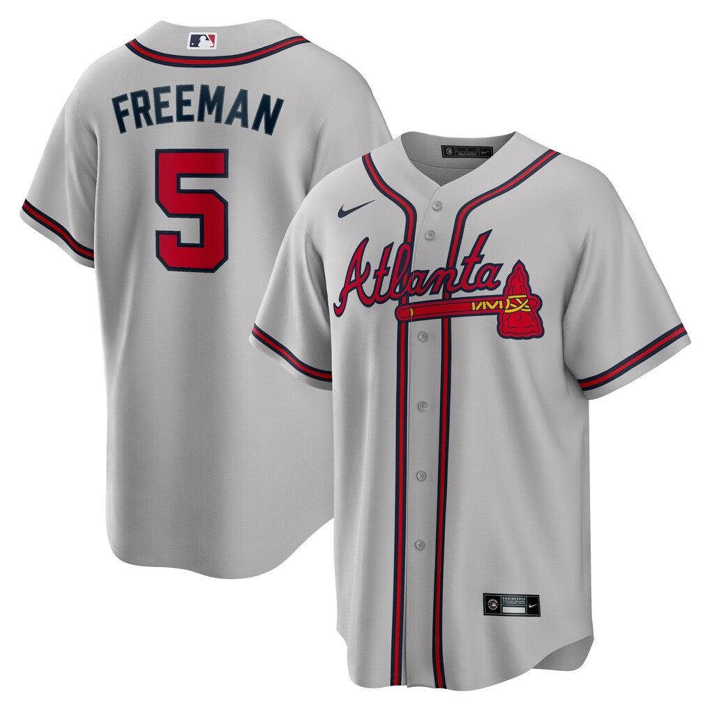 Men's Atlanta Braves Freddie Freeman Gray Road Replica Player Jersey