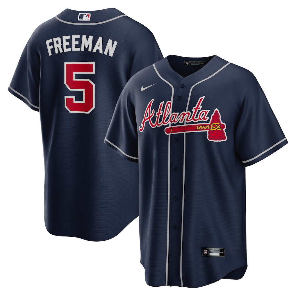 Men's Atlanta Braves Freddie Freeman Navy Alternate Replica Player Name Jersey