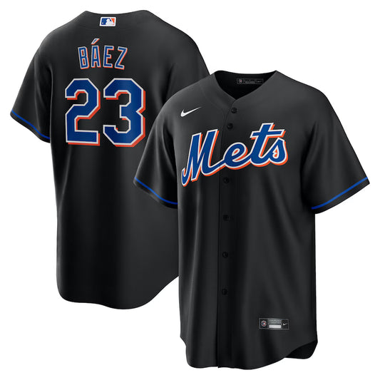 Men's New York Mets Javier Báez Black 2022 Alternate Replica Player Jersey