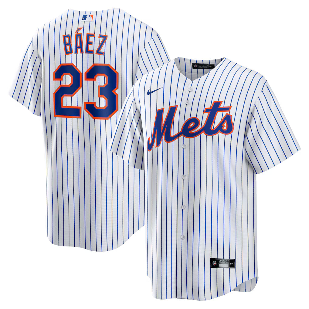 Men's New York Mets Javier Báez White Home Official Replica Player Jersey