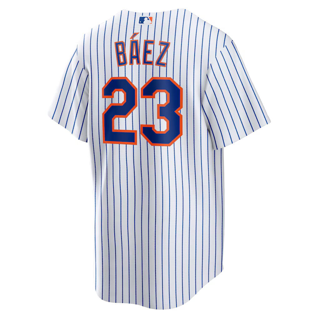 Men's New York Mets Javier Báez White Home Official Replica Player Jersey