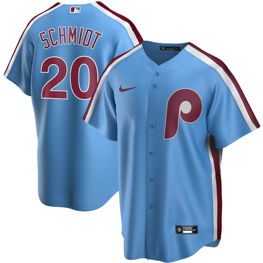 Men's Philadelphia Phillies Mike Schmidt Light Blue Road Cooperstown Collection Replica Player Jersey