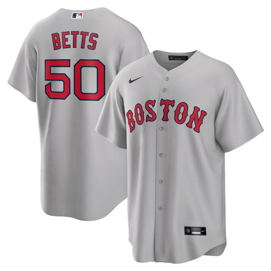 Men's Boston Red Sox Mookie Betts Gray Road Replica Player Name Jersey