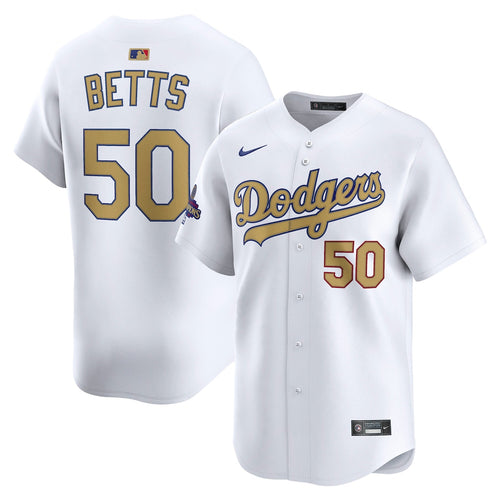 Men's Los Angeles Dodgers Mookie Betts White 2025 Gold Collection Limited Jersey