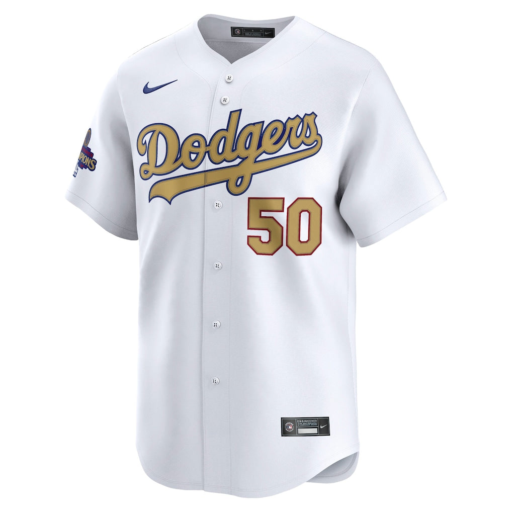 Men's Los Angeles Dodgers Mookie Betts White 2025 Gold Collection Limited Jersey