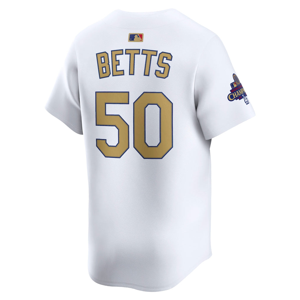 Men's Los Angeles Dodgers Mookie Betts White 2025 Gold Collection Limited Jersey