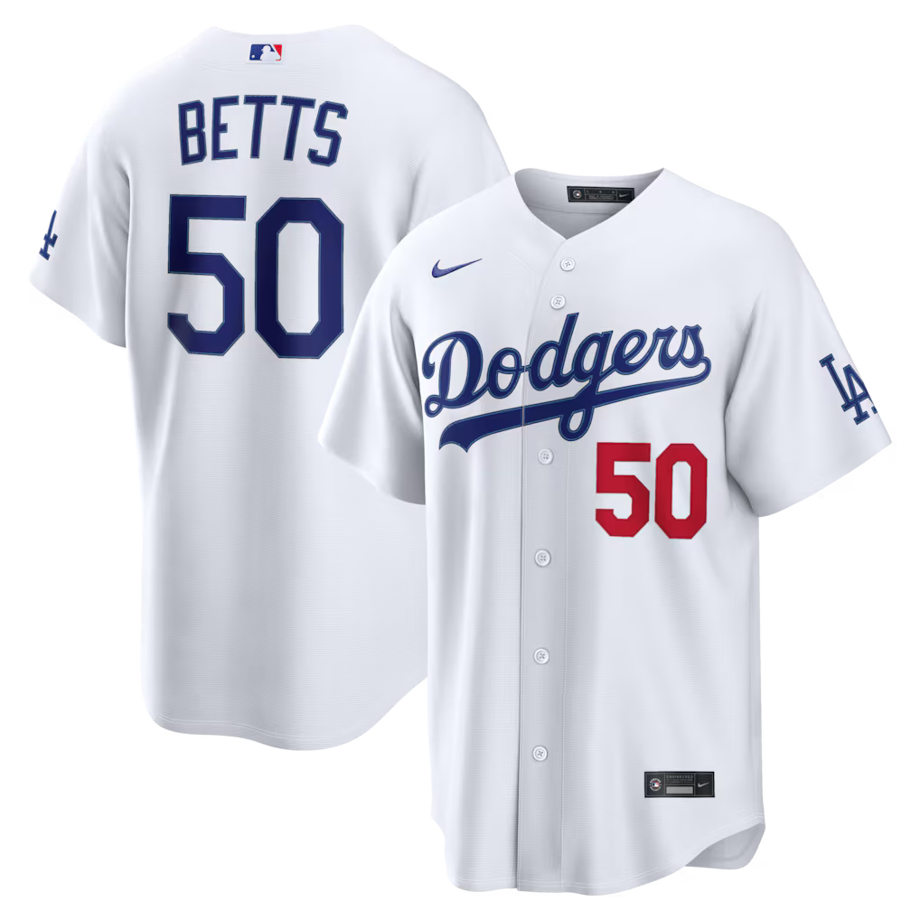 Men's Los Angeles Dodgers Mookie Betts White Home Stadium Jersey