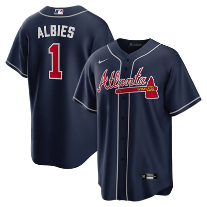 Men's Atlanta Braves Ozzie Albies Navy Alternate Replica Player Name Jersey