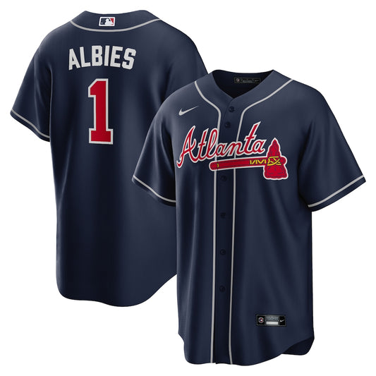 Men's Atlanta Braves Ozzie Albies Navy Alternate Replica Player Name Jersey