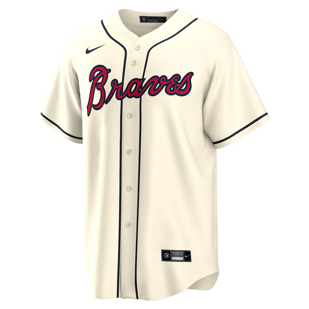 Men's Atlanta Braves Ronald Acuna Jr. Cream Alternate Replica Player Name Jersey