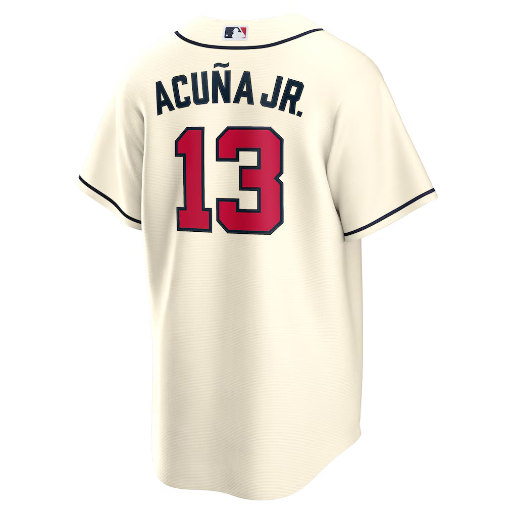 Men's Atlanta Braves Ronald Acuna Jr. Cream Alternate Replica Player Name Jersey