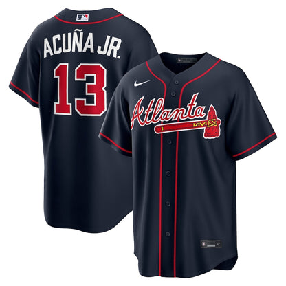 Men's Atlanta Braves Ronald Acuña Jr. Navy Alternate Replica Jersey
