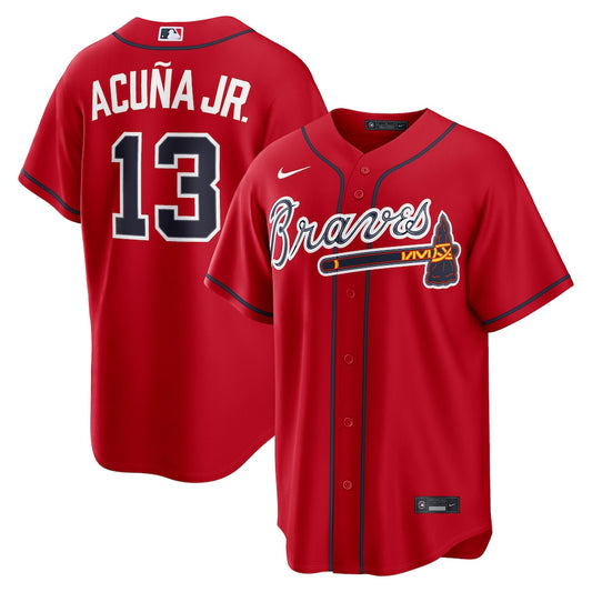Men's Atlanta Braves Ronald Acuña Jr. Red Alternate 2 Replica Jersey